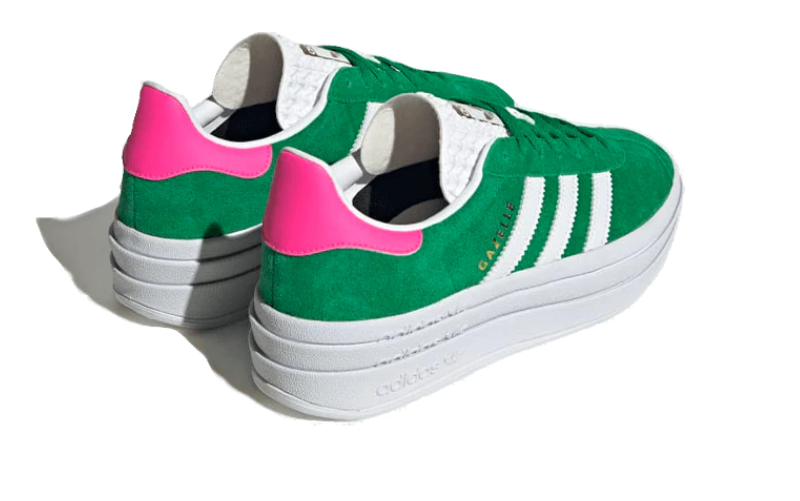 Adidas Gazelle bold green lucid pink womens